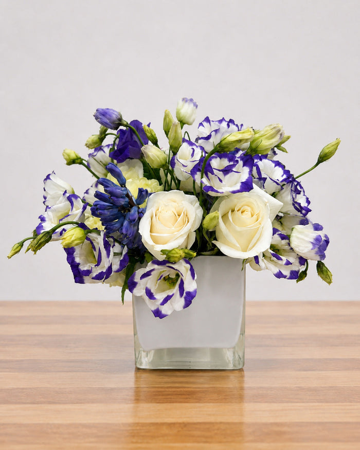 Blue Porcelain floral arrangement by Pardes Floral